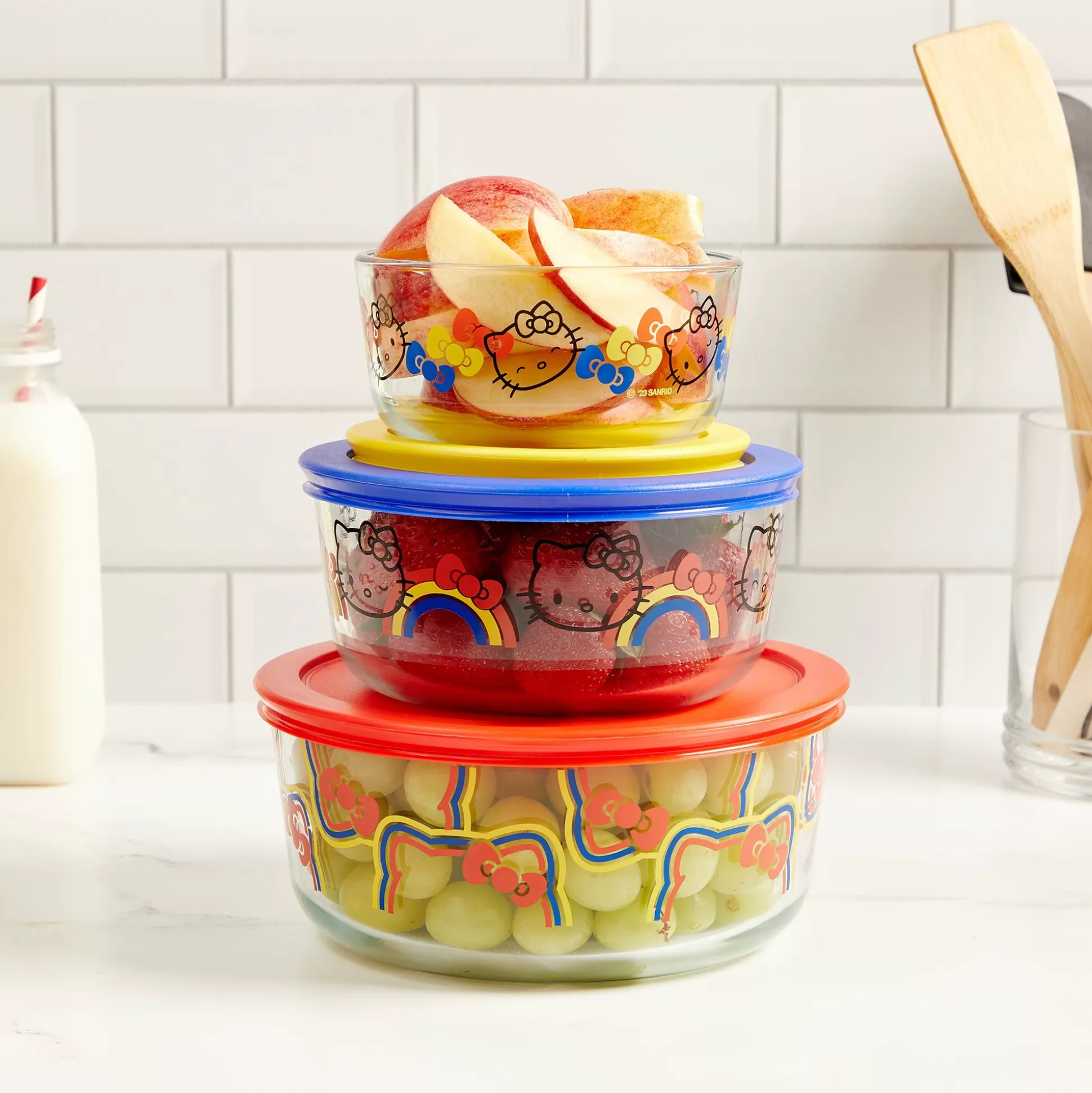 Hello Kitty X Pyrex Cheerful Vibes Glass Storage Containers (Set Of 3)^Instant Brands Outlet