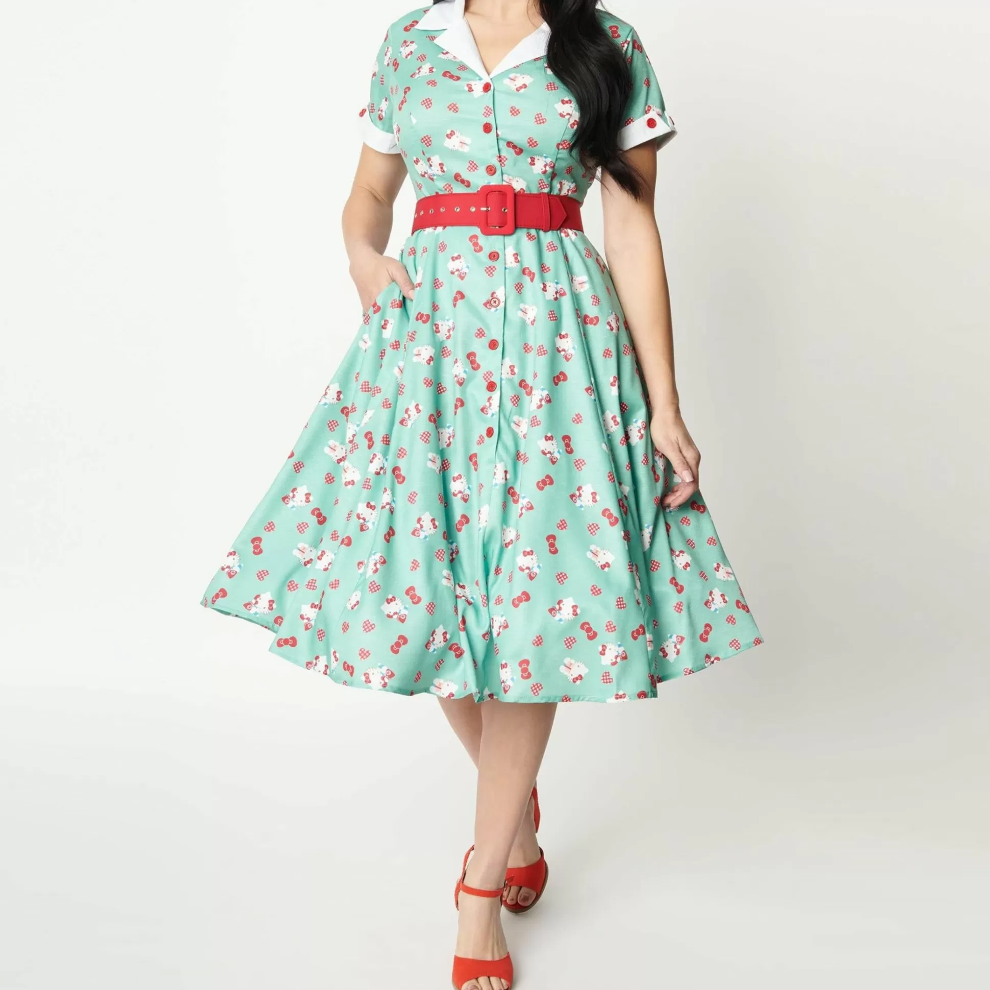 Hello Kitty X Swing Dress (Mint)^Unique Vintage Sale